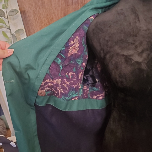 Club 5.4 Vintage Green Petite Trench Coat - Picture 11 of 16